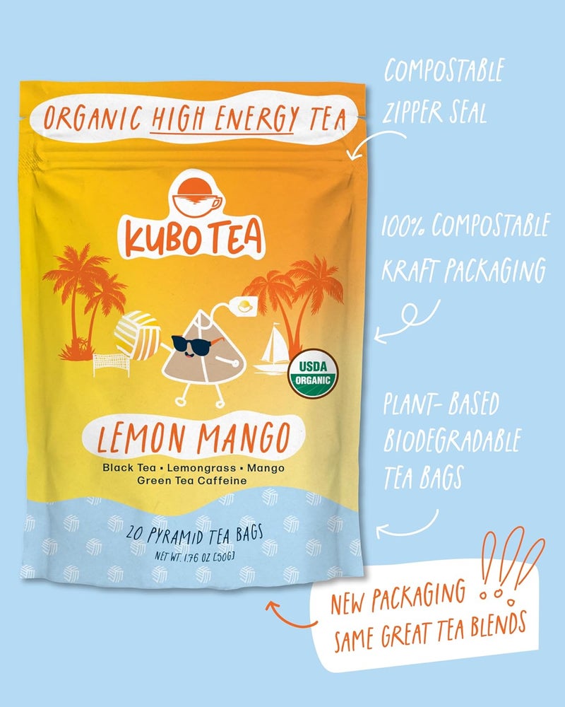Kubo Tea Organic High Energy Lemon Mango Tea - Image 5